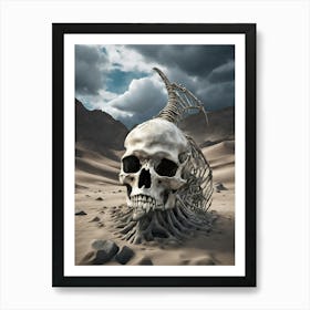 Alien Skeleton In The Desert Art Print