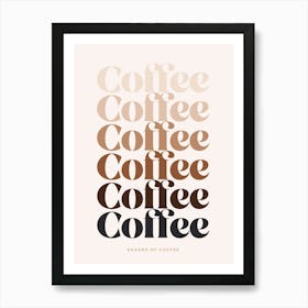 All shades of Coffee - Retro typographic Art Print