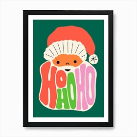 Hohoho Hand Lettering Santa Face Christmas Art Print