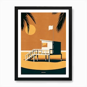 Summertime Retro Lifeguard Hut Beach Art Print Art Print