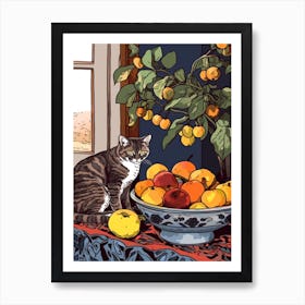 Drawing Of A Still Life Of Bouvardia With A Cat 3 Art Print