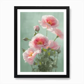 Roses Flowers Acrylic Painting In Pastel Colours 15 Art Print