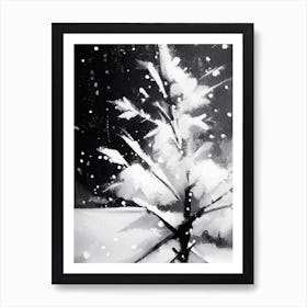 Cold, Snowflakes, Black & White 5 Art Print