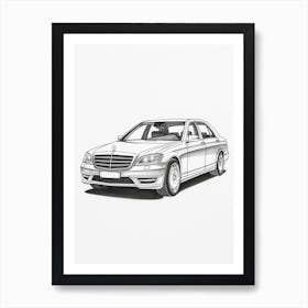 Mercedes Benz S Class Line Drawing 2 Art Print