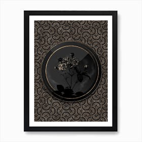 Shadowy Vintage Pink Rosebush Botanical in Black and Gold 1 Art Print