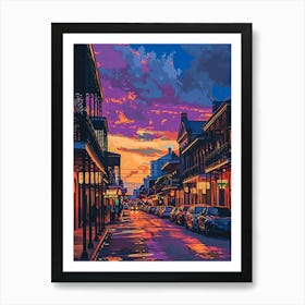 Frenchmen Street Retro Painting 2 Art Print