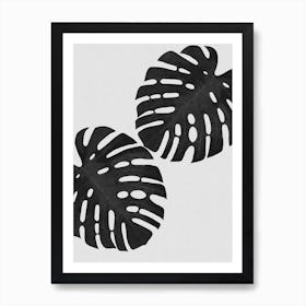 Monstera Leaf Black & White V Art Print