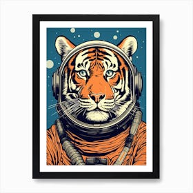 Tiger Illustrations Wearing An Astronaut Suit 1 Art Print