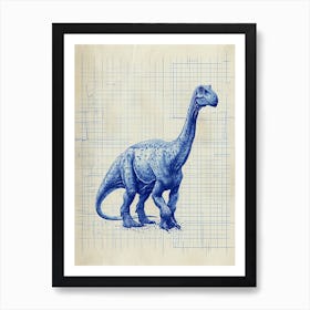 Dinosaur Blue Print Graph Style Art Print