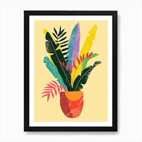 Croton Plant Minimalist Illustration 8 Art Print