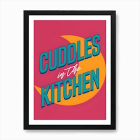 Cuddles In The Kitchen Retro Art Print