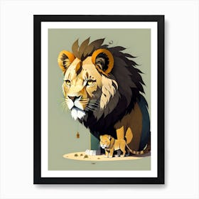 Lion And Cub Art Print