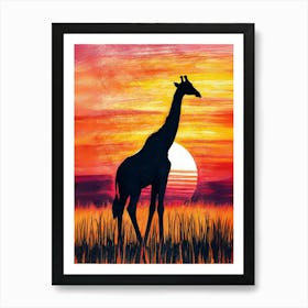 Sunset Giraffe Art Print