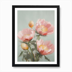 Proteas Flowers Acrylic Painting In Pastel Colours 2 Art Print