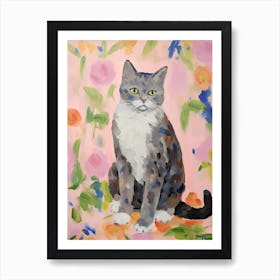 A British Shorthair, Cat Painting, Impressionist Painting 2 Art Print