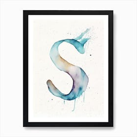 S  Letter, Alphabet Minimalist Watercolour 8 Art Print