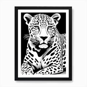 Jaguar Lino Black And White, 1120 Art Print