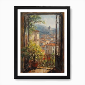 Window View Of Rome In The Style Of Impressionism 1 Art Print