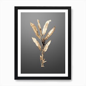 Gold Botanical Parrot Heliconia on Soft Gray n.4258 Art Print