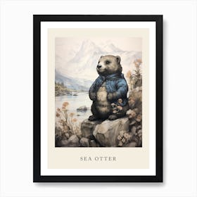 Beatrix Potter Inspired  Animal Watercolour Sea Otter 2 Art Print