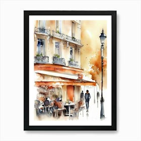 Watercolor Of A Cafe In Paris 8 Art Print