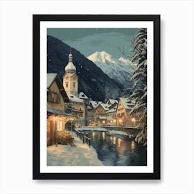 Vintage Winter Illustration Lech Austria 1 Art Print