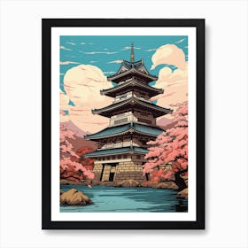 Matsumoto Castle, Japan Vintage Travel Art 1 Art Print