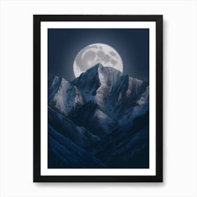 Full Moon Over Mountains Art Print