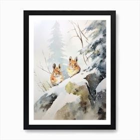 Winter Watercolour Pika 5 Art Print