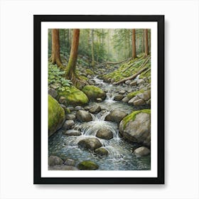 Stream In The Forest 1 Art Print