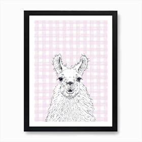 Llama Gingham Art Print