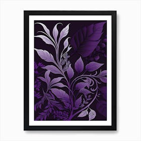 Purple and Black Abstract Botanical Art Print