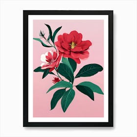 Red Roses On Pink Background Art Print