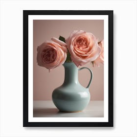 A Vase Of Pink Roses 50 Art Print