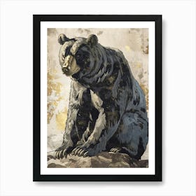 Black Bear Precisionist Illustration 3 Art Print