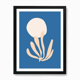 Matisse Inspired Peach And Blue Leaf Cutout Art Print