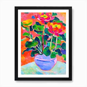 Lotus Floral Abstract Block Colour 2 1 Flower Art Print