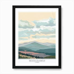 Mount Olympus Cyprus Color Line Drawing 4 Poster Art Print