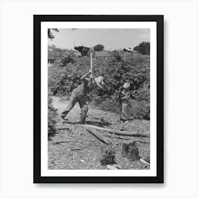 Children Of Day Laborer Chopping Wood Near Webber Falls, Muskogee County, Oklahoma By Russell Lee Art Print