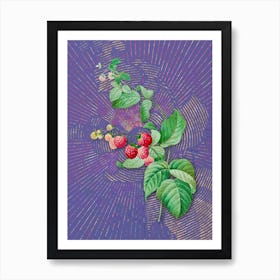 Vintage Red Berries Botanical Illustration on Veri Peri n.0498 Art Print