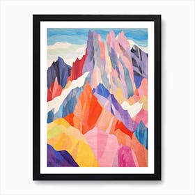 Mont Blanc France 4 Colourful Mountain Illustration Art Print