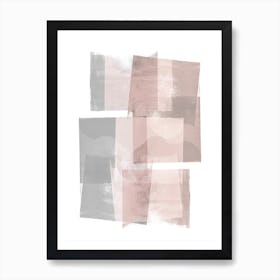 Pink Grey Blocks Art Print