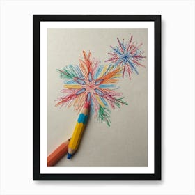 Pencil Drawing Of Fireworks Art Print