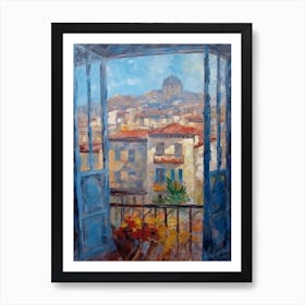 Window View Of Barcelona In The Style Of Impressionism 2 Art Print