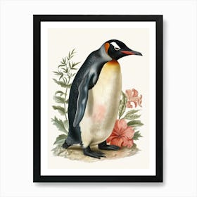 Adlie Penguin Cuverville Island Vintage Botanical Painting 1 Art Print