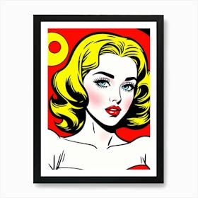 Electric Allure: A Woman’s Close-Up in Pop Art Form Pop Art Art Print