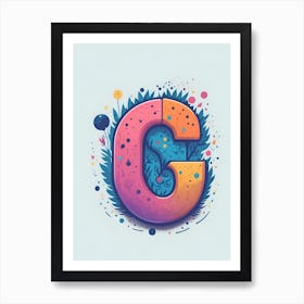 Colorful Letter G Illustration 4 Art Print