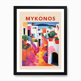 Mykonos Greece 2 Fauvist Travel Poster Art Print