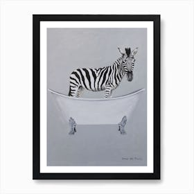 Zebra In Bathtub Bathroom Art Print