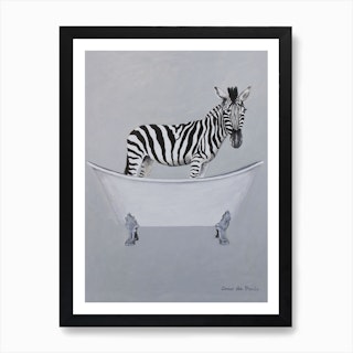 Zebra In Bathtub Art Print